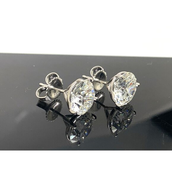 Diamond Earrings 14k White Gold 4.94ctw IGI Certified Lab Grown Stud Push Backs - Picture 10 of 12